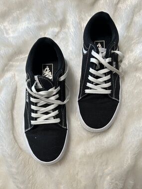 Vans Black Canvas Low-Top Sneakers with White Accents